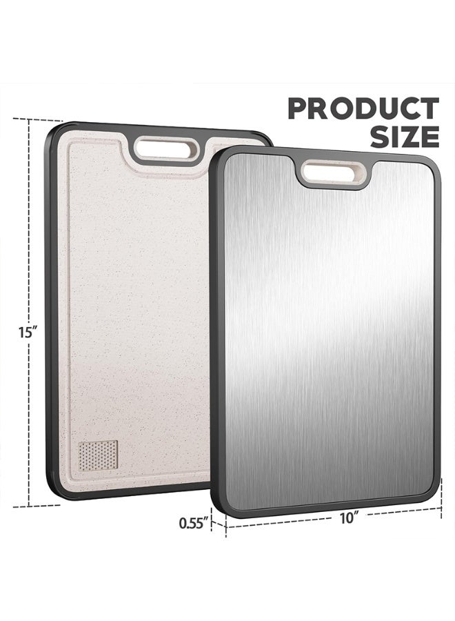 ألواح تقطيع من التيتانيومألواح تقطيع تيتانيوم للمطبخ - تصميم ثنائي الوجه من سبائك التيتانيوم وألياف القمح الطبيعي - بمواصفات غذائية آمنة - Image 3