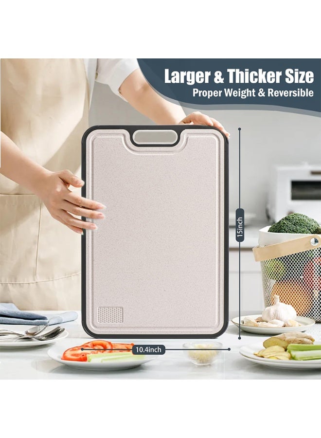 ألواح تقطيع من التيتانيومألواح تقطيع تيتانيوم للمطبخ - تصميم ثنائي الوجه من سبائك التيتانيوم وألياف القمح الطبيعي - بمواصفات غذائية آمنة - Image 2