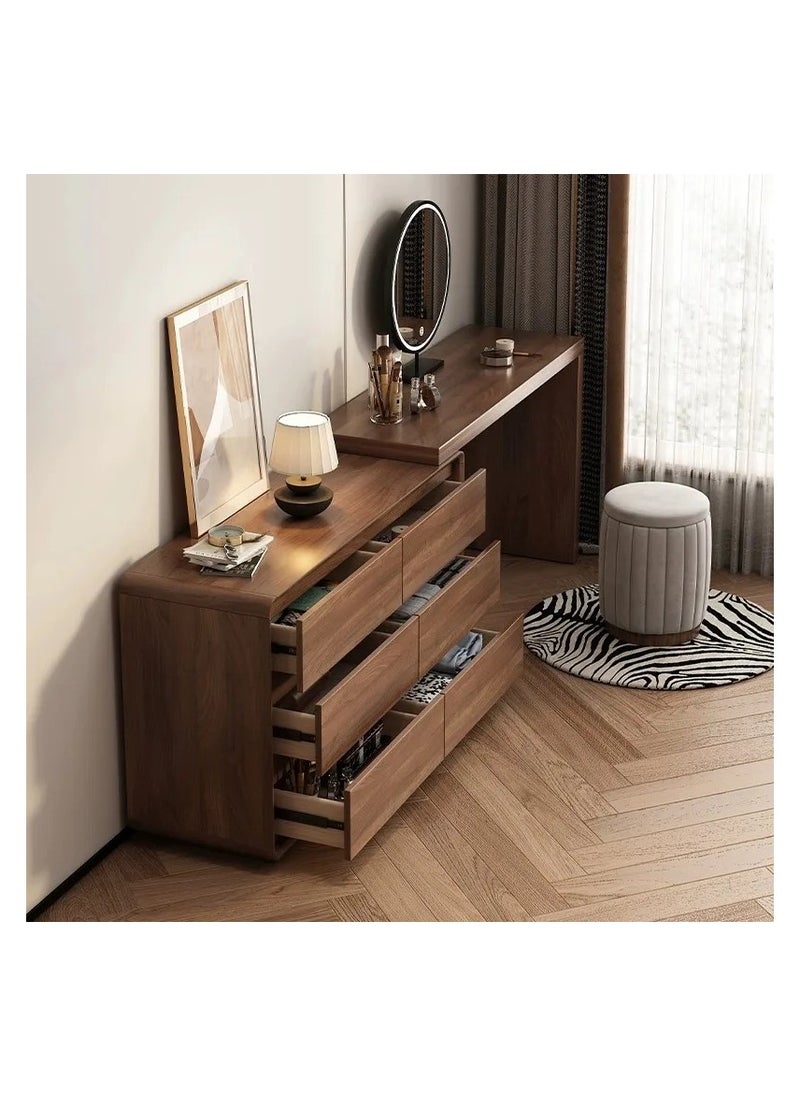AWD Modern Wooden Dressing Table with LED Mirror – 6 Drawer Vanity Desk with Modular Design & Upholstered Stool  - Image 1