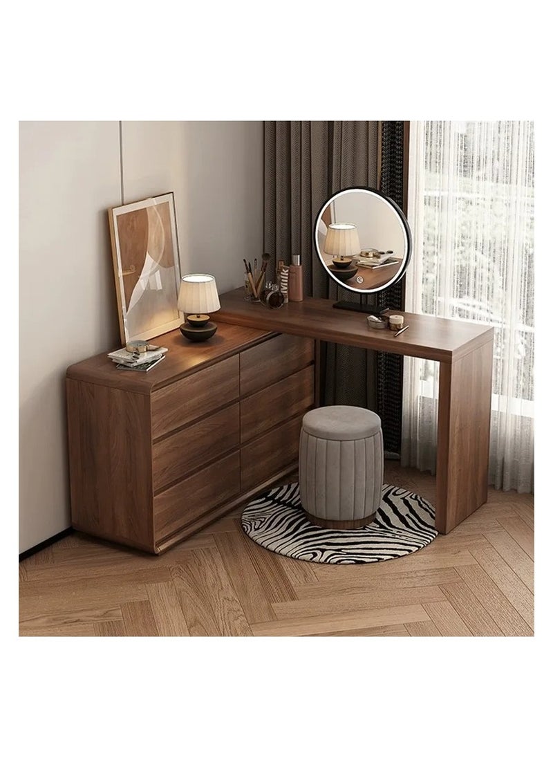 AWD Modern Wooden Dressing Table with LED Mirror – 6 Drawer Vanity Desk with Modular Design & Upholstered Stool  - Image 2