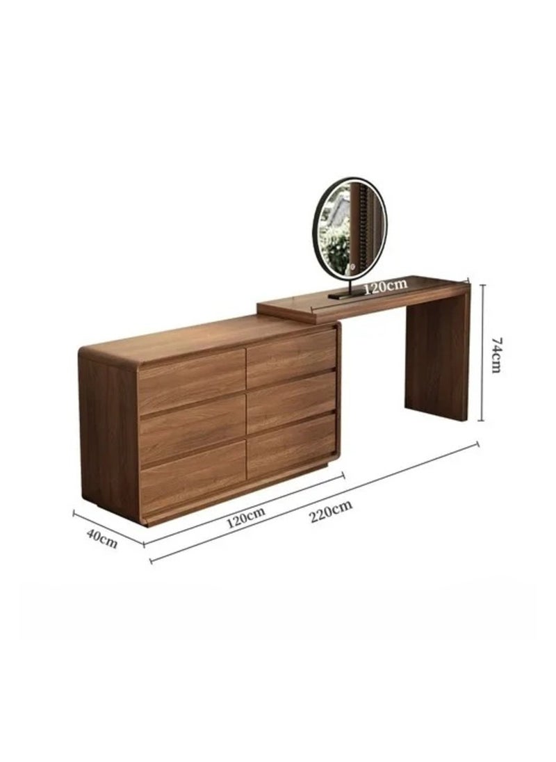AWD Modern Wooden Dressing Table with LED Mirror – 6 Drawer Vanity Desk with Modular Design & Upholstered Stool  - Image 3