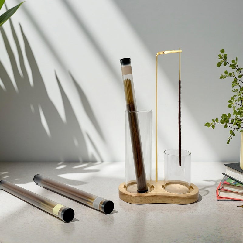 Moocervi Glass Incense Holder, 2 in1 Incense Sticks Burner Holder with Storage,Hang Upside Down Incense Holder for Sticks with Glass Ash Catcher for Meditation Yoga Spa Room Decor - Image 2