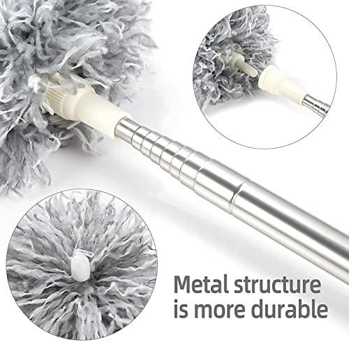 Hallstatt Pack of 2, 2023 Fan Cleaner Brush with Long Rod Bendable extendable Duster for Home Cleaning, 100 inch Long Handle Microfiber Fan Cleaning mop for high Ceiling Cobweb, Wall Cleaning Brush - Image 4