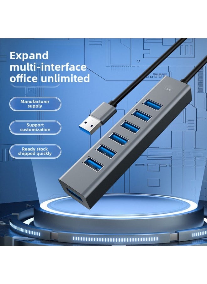 Generic Aluminum Alloy Usb3.0 Distributor Hub Splitter Computer Hub One-to-four Extender Direct Sales-Number Of Interfaces:High-end Type-c [four Ports] About 1m  - Image 1