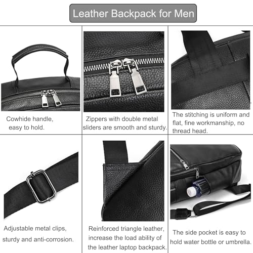 LUUFAN Genuine Leather Shoulder Bag for Men Casual Backpack Slim Daypack Laptop Rucksack Business Travel Outdoor Bag - Image 3