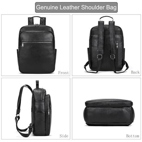 LUUFAN Genuine Leather Shoulder Bag for Men Casual Backpack Slim Daypack Laptop Rucksack Business Travel Outdoor Bag - Image 2