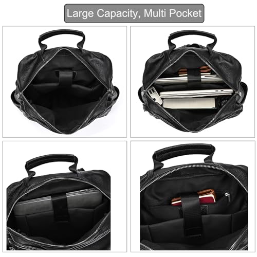 LUUFAN Genuine Leather Shoulder Bag for Men Casual Backpack Slim Daypack Laptop Rucksack Business Travel Outdoor Bag - Image 4