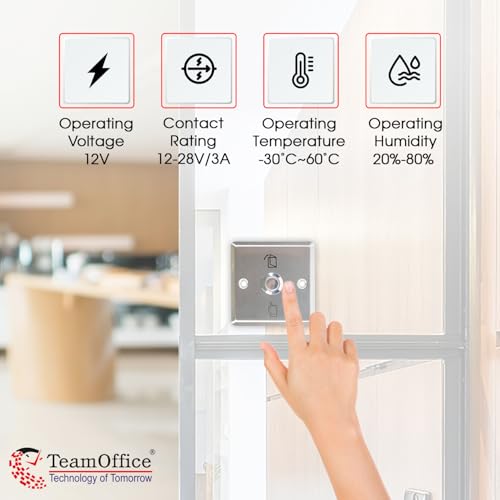 Team Office Stainless Steel Door Exit Push Button for Access Control | Durable Exit Switch with NO/NC/COM Output | Access Control System Push to Exit Button for Office & Commercial Use - Image 4