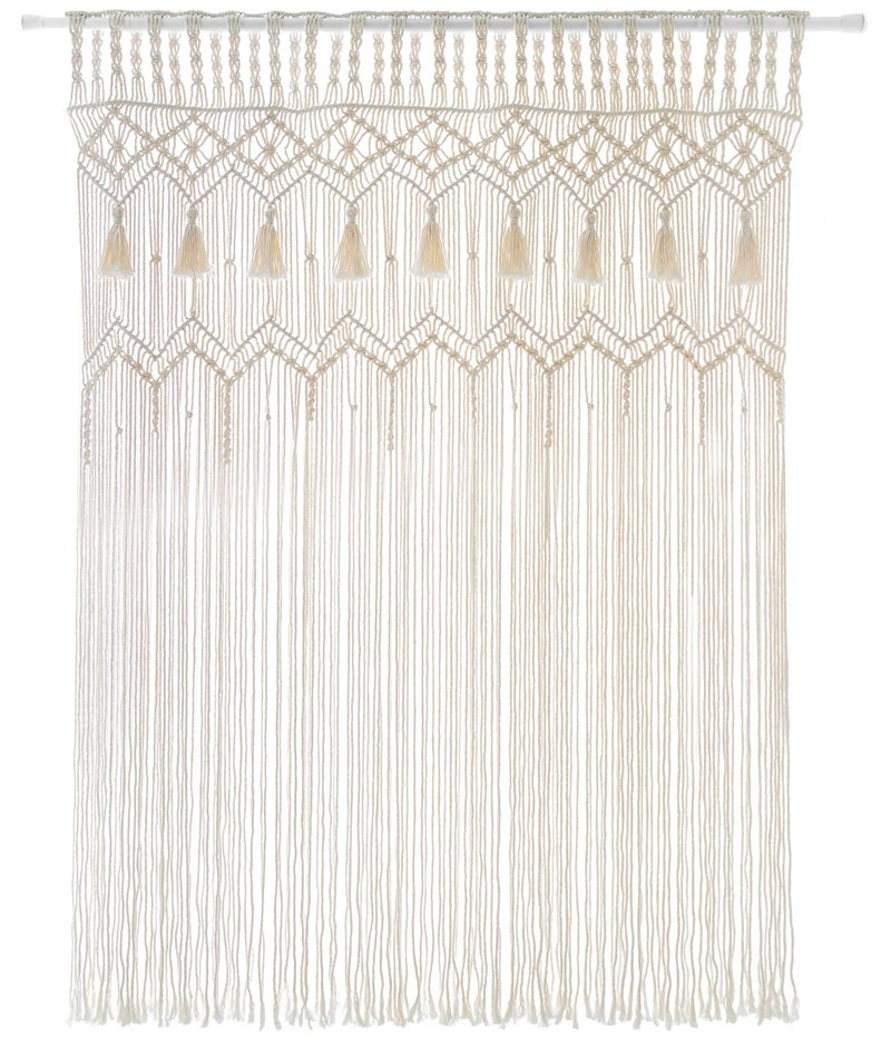 Mkono Macrame Curtain Large Boho Woven Wall Hanging Window Curtains Handmade Bohemian Decor for Window Doorway Closet Wedding Backdrop Arch Bedroom Living Room Apartment 42Wide x 629Long