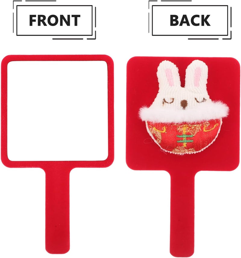 ULTECHNOVO Cute Handheld Makeup Mirror with Cartoon Rabbit Design, Portable Small Compact Mirror for Travel and Vanity Use - Image 4