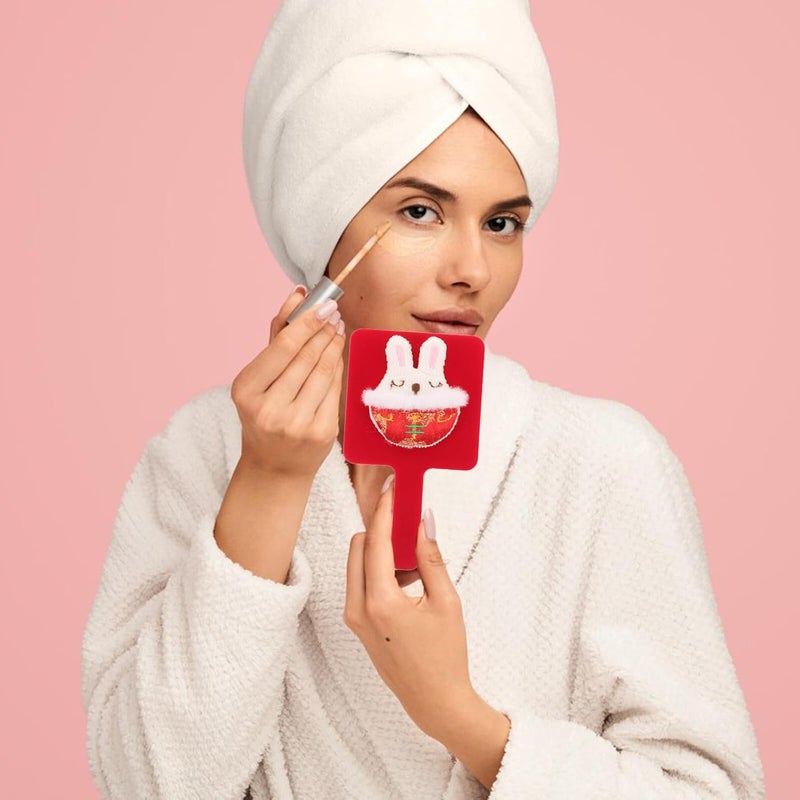 ULTECHNOVO Cute Handheld Makeup Mirror with Cartoon Rabbit Design, Portable Small Compact Mirror for Travel and Vanity Use - Image 5