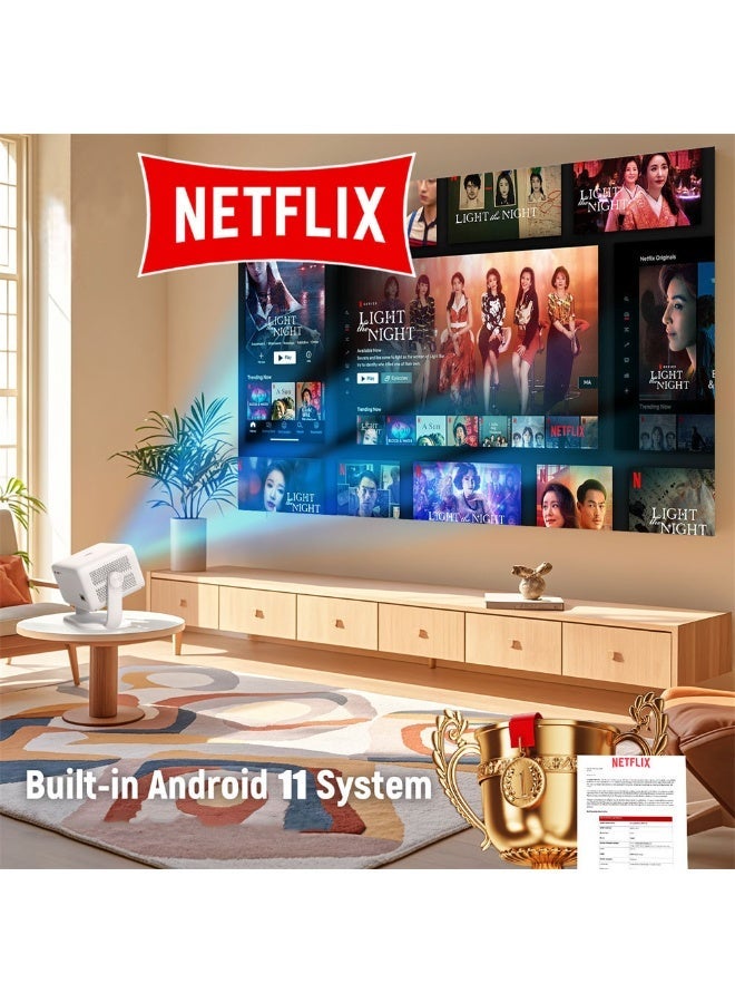 Salange Smart Projector with WiFi and Bluetooth, Android 13 with Netflix, 1080P Native 4K Support, 650 ANSI Lumen, Electric Focus & Auto Keystone, Built in Apps, Mini Portable Projector for Outdoor Movies Home Theater - Image 4