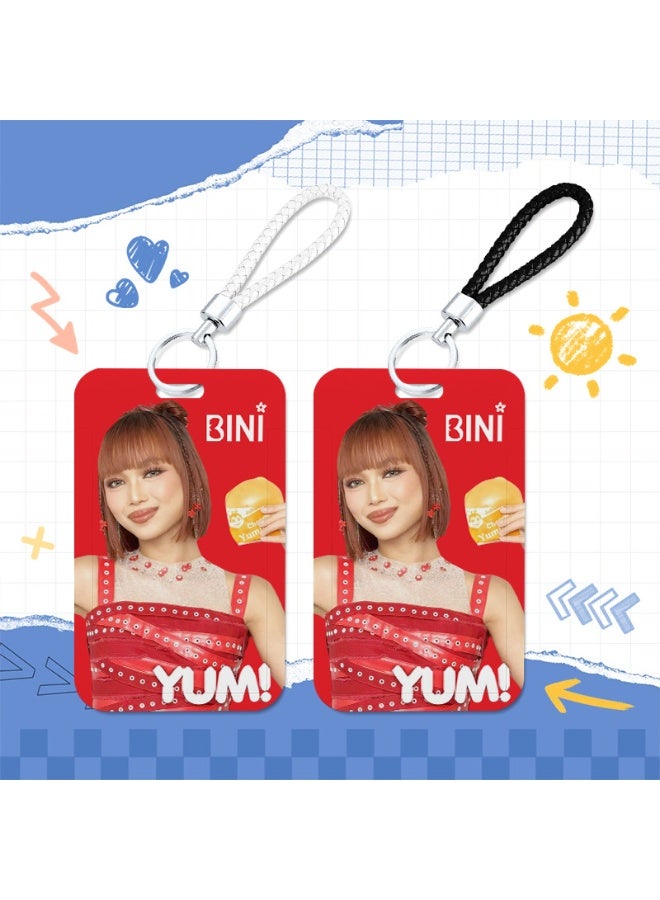 NIBEMINENT 1 - Piece BINI Kpop Photo Card Holder Pendant Key Chain ID Badge Holder ID Card Holder Photo Card Protector for School ID Office ID Access Card for Women Girls