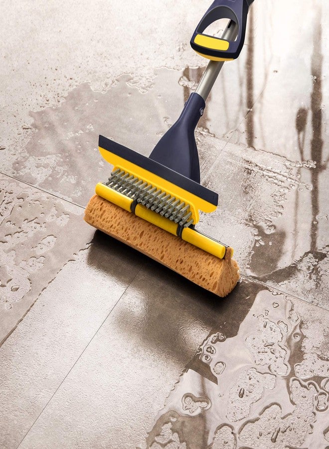 Yocada Sponge Mop Home Commercial Use Tile Floor Bathroom Garage Cleaning Total 2 Sponge Heads NOT 3 Telescopic Handle Squeegee from 42.5 to 52 Inches Easily Dry Wringing only 2 Heads - Image 5