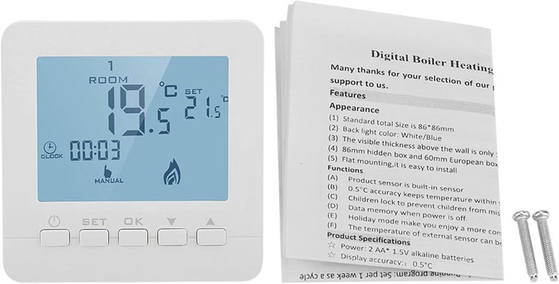مقاوم للتآكل ومتين منظم حرارة، منظم حرارة قابل للبرمجة مع شاشة LCD رقمية إلكترونية يتكيف مع الفصول مقاوم لرذاذ الملح (للمناطق الساحلية) موسمي ودائم يتكيف مع تغير البيئة مناسب تخزين ونقل - Image 1