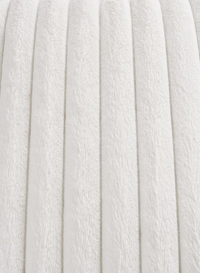 Volcanics Set of 4 Faux Fur Plush Decorative Throw Pillow Covers 18x18 Inch, Luxury Striped Cushion Cases Soft Fluffy Accent Pillowcases for Sofa, Couch and Bed, Cream White - Image 3