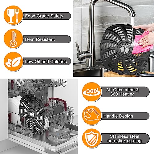 GWY Air Fryer Accessories for Gourmia GAF798 GAF716 7QT Air Fryer, Food Grade Nonstick 8.97''*8.97'' Air Fryer Replacement Parts Rack Tray Grill Pan Grill Plate Crisper Plate, Dishwasher Safe - Image 3