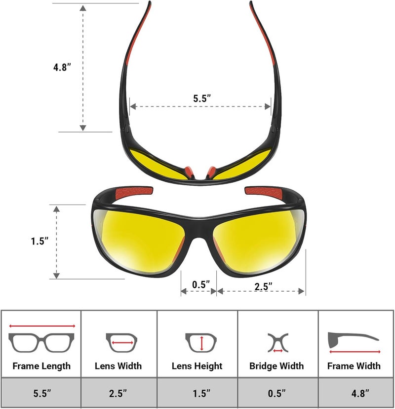 BLUPOND Day/Night Driving Glasses - Chopper - Night Driver Clearer Vision Motorcycle Riding Running Biking - TAC Anti Glare - Image 4