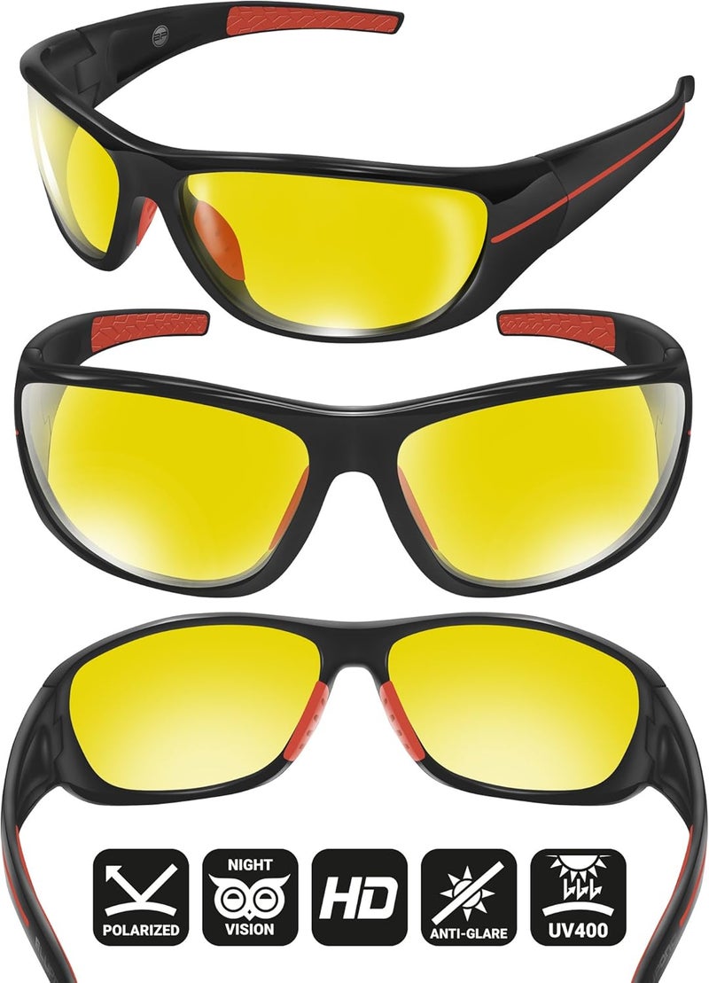 BLUPOND Day/Night Driving Glasses - Chopper - Night Driver Clearer Vision Motorcycle Riding Running Biking - TAC Anti Glare - Image 3