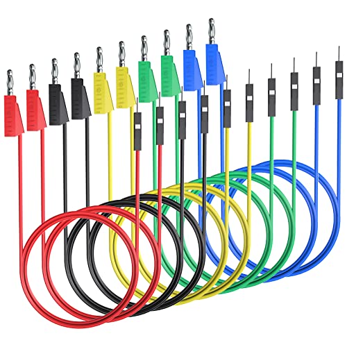 Goupchn Stackable Banana Plug to Breadboard Male Jumper Wires Soft Flexible Silicone Test Leads for Electrical Testing - Image 1