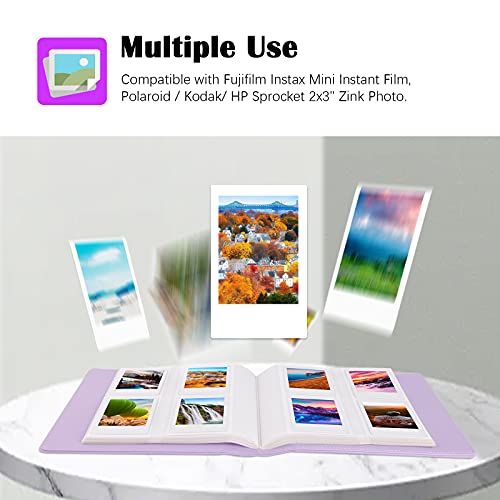 Veicevol 256 Pockets Photo Album for Fujifilm Instax Mini Camera, Leather Cover, Photo Album for Instax Mini 12 11 9 40 90 8 7 Evo LiPlay Instant Camera, 2x3 Photo Albums (Purple) - Image 2