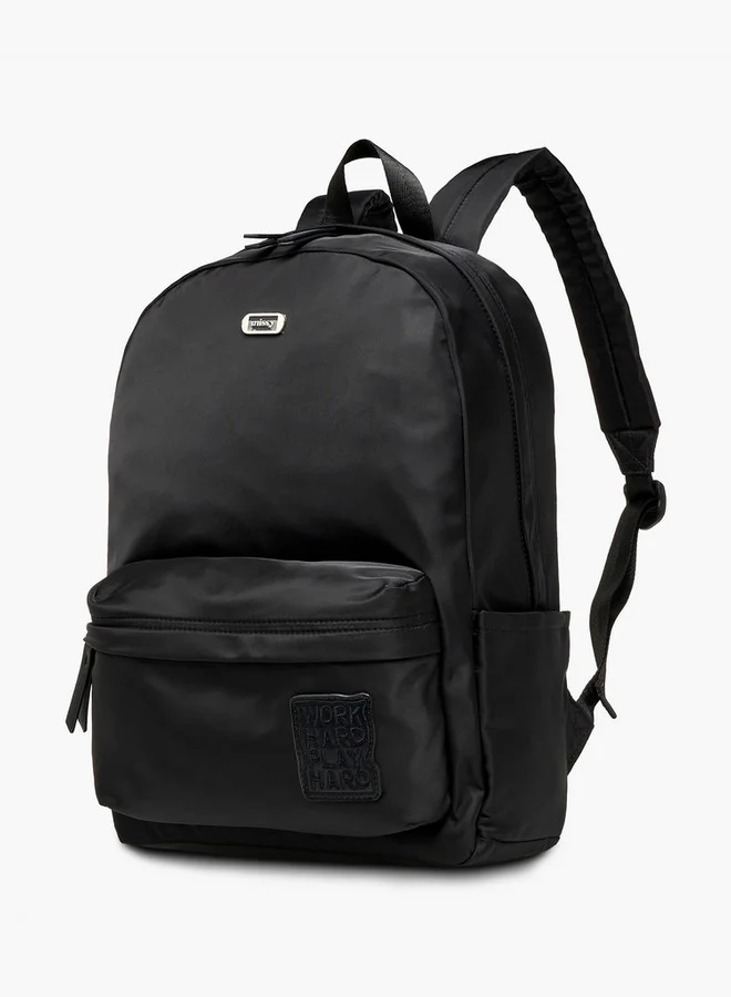 MISSY Applique Detail Backpack with Adjustable Straps and Zip Closure - 11x32x42 cm