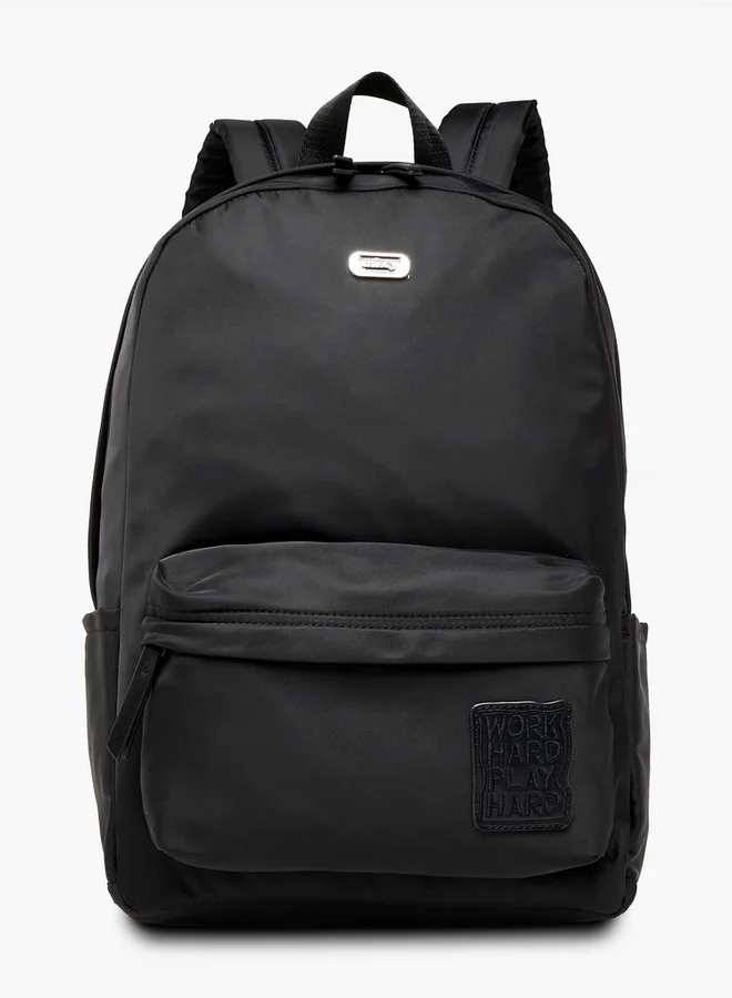 MISSY Applique Detail Backpack with Adjustable Straps and Zip Closure - 11x32x42 cm