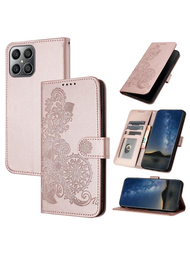 Green Tiger Case For Honor X8 4G / X30i / Play 6T Pro Datura Flower Embossed Flip Leather Phone Case - Image 1