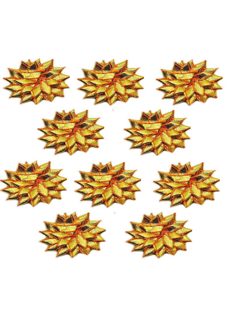 GOELX Goelx Gota Ribbon Sunflower Patches (5 cm) Appliques for Decoration Works, Art & Craft, Packaging & All DIY Creativity - 10 Pcs  - Image 1