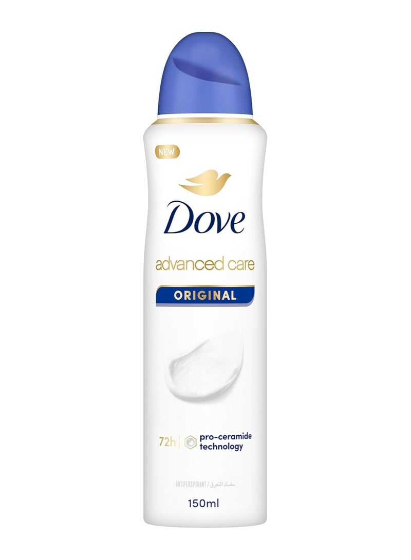 Dove Advanced Care, Antiperspirant Deodorant Spray, Original, 72H Sweat & Odor Protection & Moisturizes with Pro-Ceramide Technology, 150ml