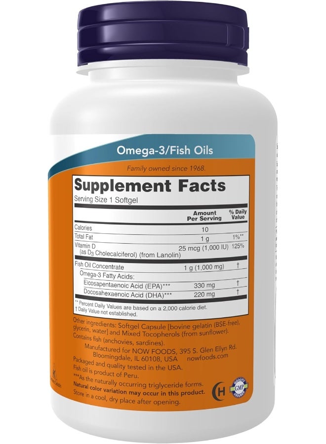 NOW Foods Tri-3D Omega 1000mg, 330/220 Softgels 90's - Image 2