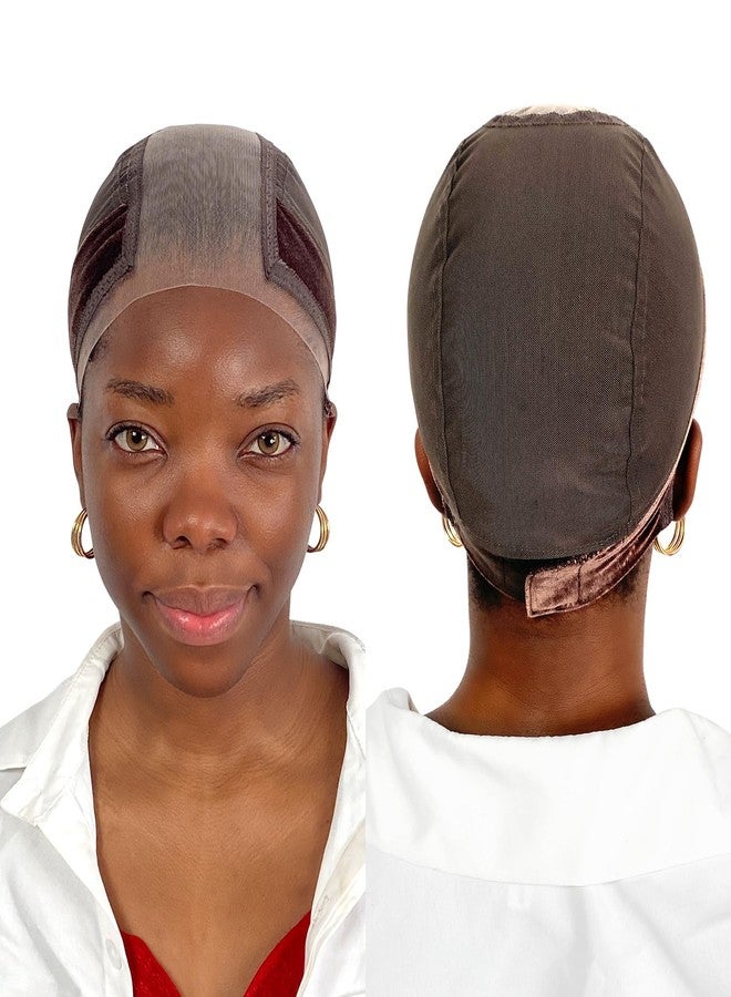 Labhairs LAB HAIRS Wig Cap with Grip Band for Keeping Wigs in Place, More Full Cap-wide Transparent Lace for Lace Front Wigs - Brown/Black/Nude Non Slip Cap Make Your Wig Be Glueless (Brown-L) - Image 1