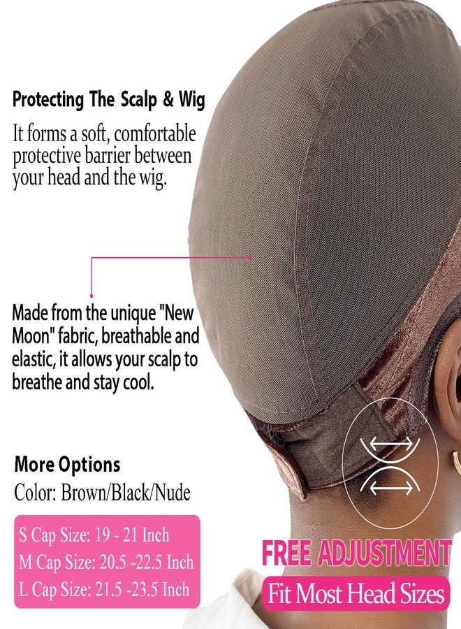 Labhairs LAB HAIRS Wig Cap with Grip Band for Keeping Wigs in Place, More Full Cap-wide Transparent Lace for Lace Front Wigs - Brown/Black/Nude Non Slip Cap Make Your Wig Be Glueless (Brown-L) - Image 4
