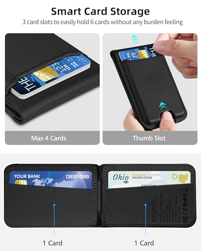 ExtreLife for Magsafe Wallet Works with Apple Find My Strongest Magnetic Wallet for iPhone 171615141312 Series Magnetic Card Holder with Adjustable Stand 6 Cards Holder Midnight Black - Image 3