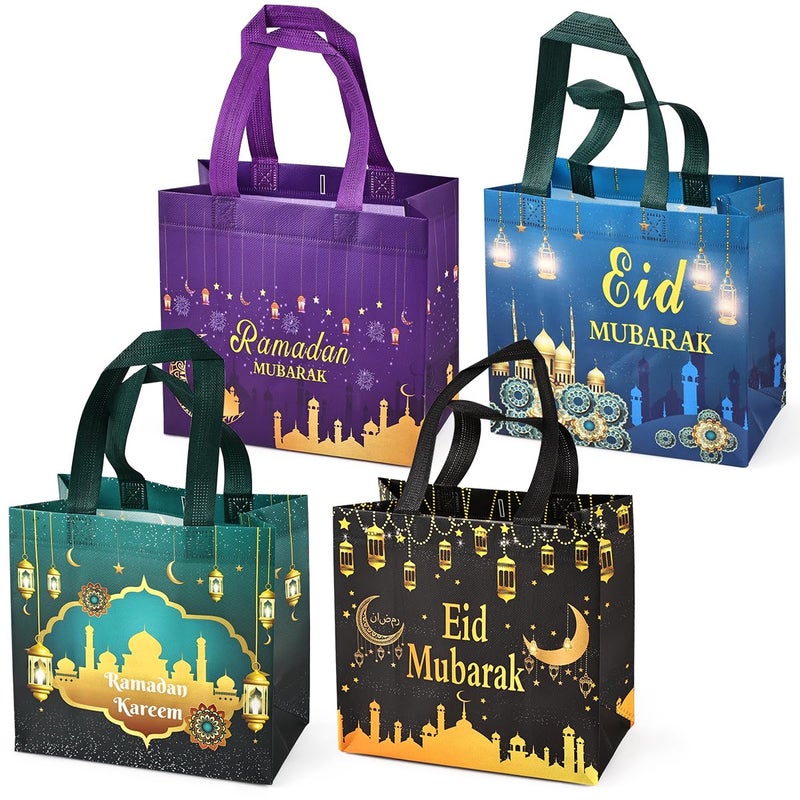 Aviski 4PCS Eid Mubarak Reusable Gift Bags Treat Bags with Handles Ramadan Mubarak Party Bags Multifunctional NonWoven Eid Bags for Gifts Wrapping Ramadan Kareem Party Supplies 928743 - Image 2