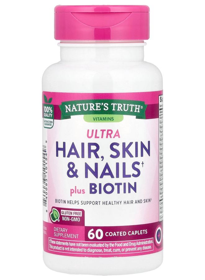 Nature's Truth Ultra Hair Skin & Nails Plus Biotin  60 Coated Caplets