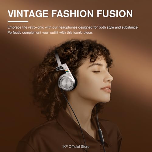 iKF R3 Classic Retro Bluetooth Headphones, Foldable Lightweight Wireless Headset,Vintage, Volume Control,60 Hours Playback, Noise Isolation, with Microphone, Throwback 80s 90s Design(Slivery) - Image 2