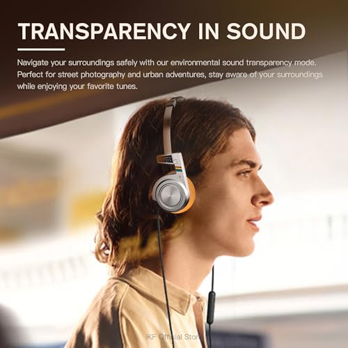 iKF R3 Classic Retro Bluetooth Headphones, Foldable Lightweight Wireless Headset,Vintage, Volume Control,60 Hours Playback, Noise Isolation, with Microphone, Throwback 80s 90s Design(Slivery) - Image 5