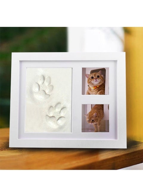 Baby and Pet Handprint Footprint Frame with White Ink Pad, Complete DIY Kit for Precious First-Year Memories