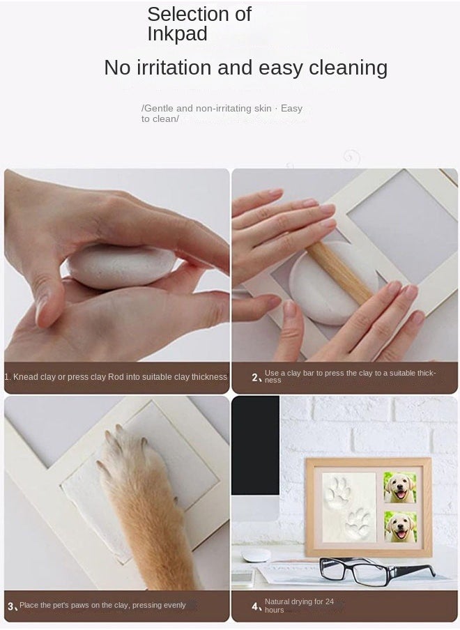 Bukela - Baby and Pet Handprint Footprint Frame with White Ink Pad, Complete DIY Kit for Precious First-Year Memories - Image 1