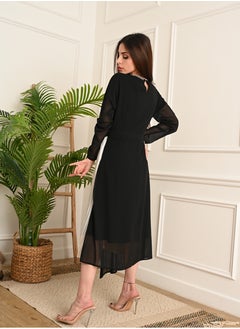 FULL JOY Pleated chiffon Dress with long sleeves  - Image 3