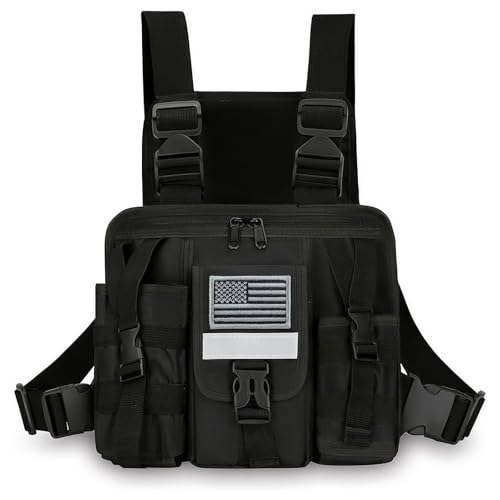 LUITON Radio Chest Harness with Reflective Strips Shoulder Holster Radio Vest Holder Two Way Radio Vest Rig Walkie Talkie Case - Image 1