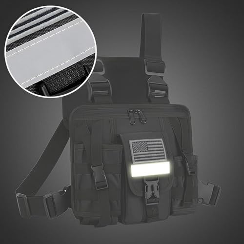 LUITON Radio Chest Harness with Reflective Strips Shoulder Holster Radio Vest Holder Two Way Radio Vest Rig Walkie Talkie Case - Image 3
