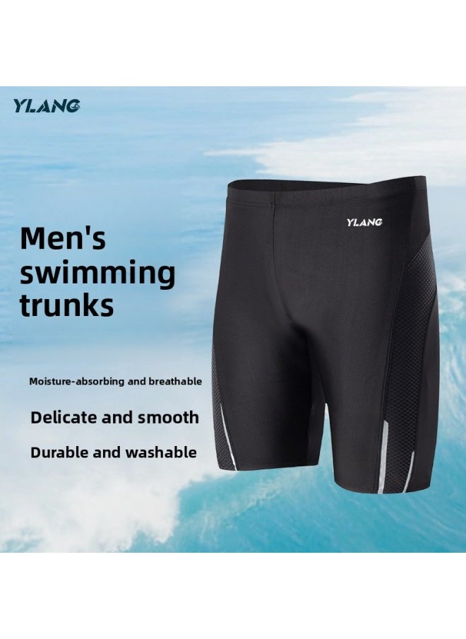 Generic Men's Swimming Trunks Racing Training Swimming Trunks Sun-proof Quick-drying Fabric Professional Swimming Pool Special Men's Swimming Suit-Color:Black-  - Image 1
