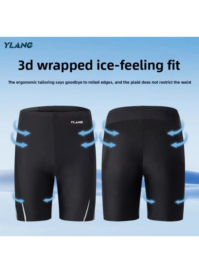 Generic Men's Swimming Trunks Racing Training Swimming Trunks Sun-proof Quick-drying Fabric Professional Swimming Pool Special Men's Swimming Suit-Color:Black-  - Image 3