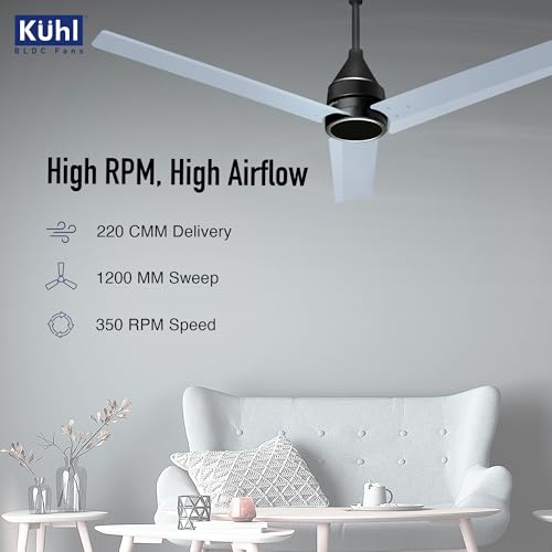 KUHL Arctis A4 1200 mm BLDC 65% Power Saving BLDC Ceiling Fan With Remote | BEE 5 Star Rated & ISI Marked | High Air Flow | 5 Year Warranty on Motor | Silver Mist - Image 4