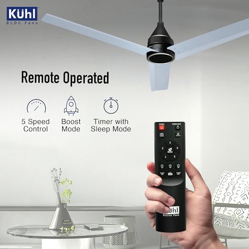 KUHL Arctis A4 1200 mm BLDC 65% Power Saving BLDC Ceiling Fan With Remote | BEE 5 Star Rated & ISI Marked | High Air Flow | 5 Year Warranty on Motor | Silver Mist - Image 3