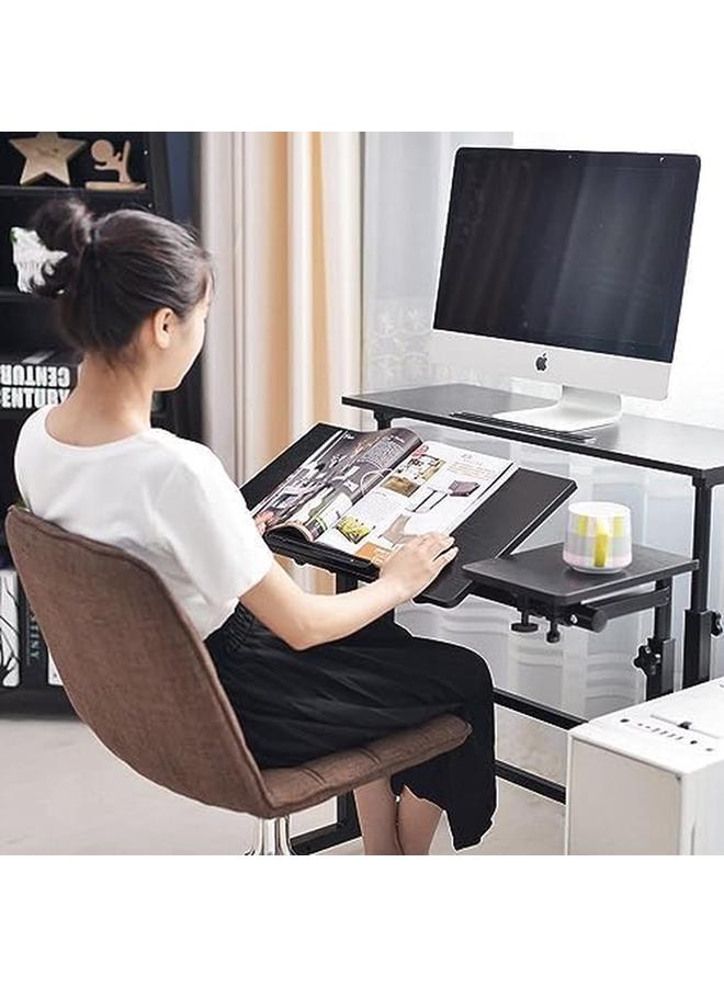 SKY-TOUCH Mobile Standing Desk Height Adjustable Sit Stand Mobile Laptop Computer Tablet Home Office Desk With Wheels For Computer Workstation Brown Sk3C3001 Stand Table  - Image 3