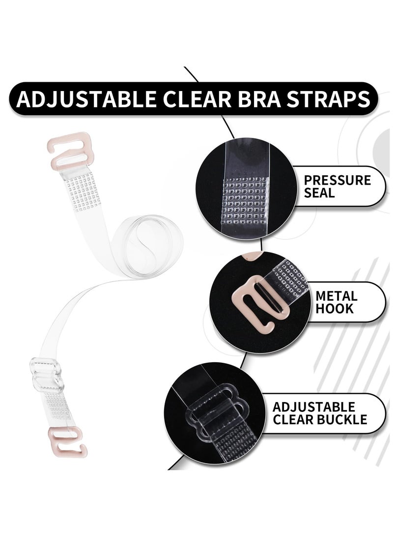 لغة 3 أزواج من حمالات الصدر الشفافة القابلة للتعديل – حمالات كتف غير مرئية وشفافة لحمالات الصدر والفساتين بدون حمالات - Image 2