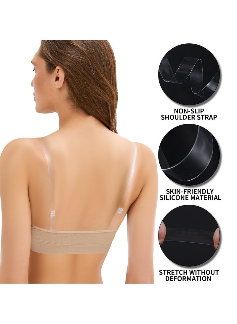 لغة 3 أزواج من حمالات الصدر الشفافة القابلة للتعديل – حمالات كتف غير مرئية وشفافة لحمالات الصدر والفساتين بدون حمالات - Image 3